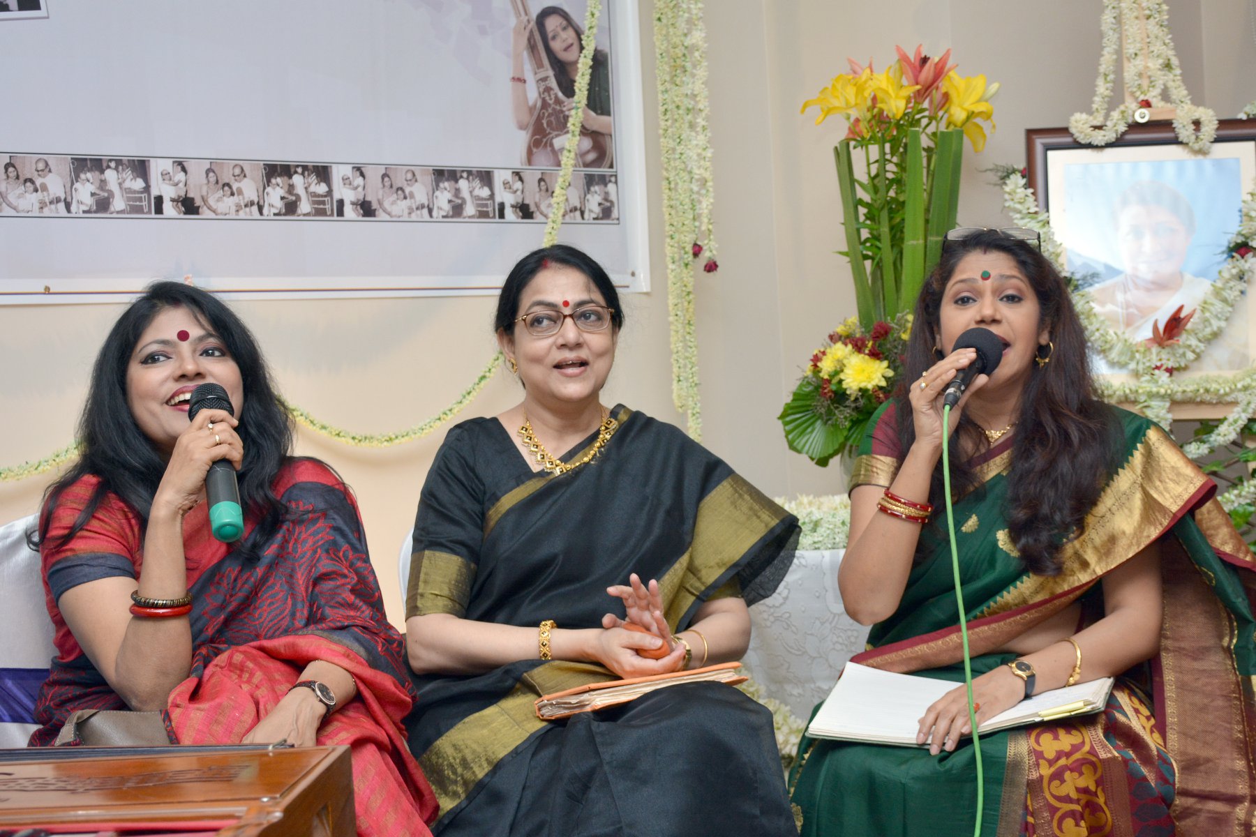 Smt Sreeradha Banerjee, Smt Shampa Kundu & Smt Antara Chowdhury at Surodhwoni's Tribute programme on Legend Sabita Chowdhury